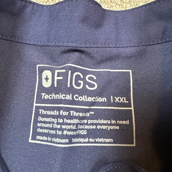 Figs Rafaela Oversized Sleeveless Medical Scrub Top Navy Blue Size XX-Large - Picture 2 of 5